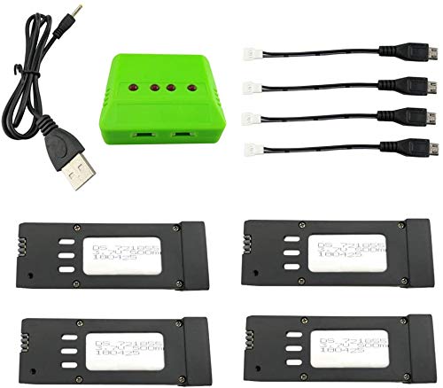 Fytoo 4PCS 3.7V 500mah LiPO Batteria e 4 in 1 Caricabatterie per E58 S168 JY019 Pieghevole Quadcopter Pezzi di Ricambio Drone Batteria