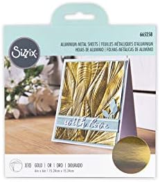 Sizzix Gold, Surfacez Alum Sheets 665258, 6" x 6" Reflective Metallic Craft Boards, 10PK