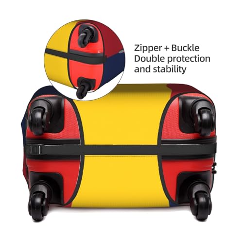 Flag Of Chad Print Travel Elastic Suitcase Luggage Baggage Cover Protector, Washable And Anti-Scratch4