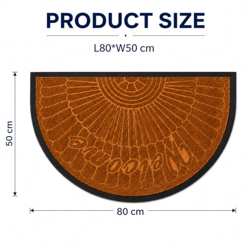 Image of DecorTwist PVC Door Mat 60x40 cm | Heavy Duty Indoor Outdoor Entrance Mat | Anti-Slip Rubber Back | Waterproof Dust & Dirt (Style 3 [ Coffee Brown], Half Round PVC Door Mat 80x40 cm, Pack of 1)