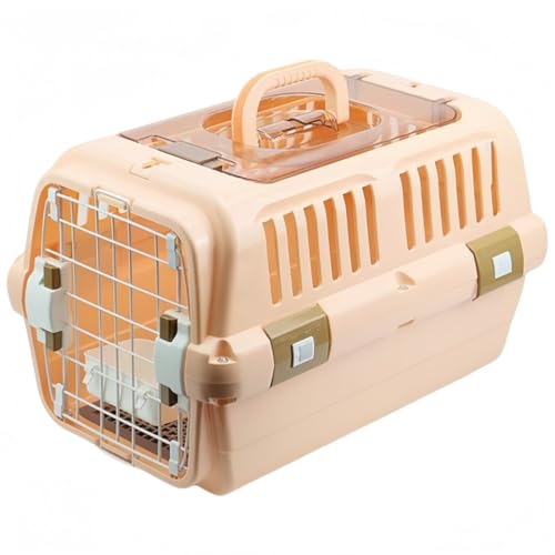 EZweekend ペットキャリー猫ボックス小型犬2ドアサンシェード風通しの良い広々とした空間犬用ハードボックスフードボウル付きハンドル付き耐荷重5/10 KG航空輸送サポート犬ケージ簡単に掃除できる組み立て小動物2ドア大型ペット旅行外出キャリーボックスポ