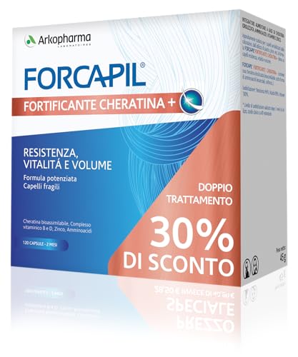 Arkopharma Forcapil Fortificante queratina integratore, 60 + 60 cápsulas