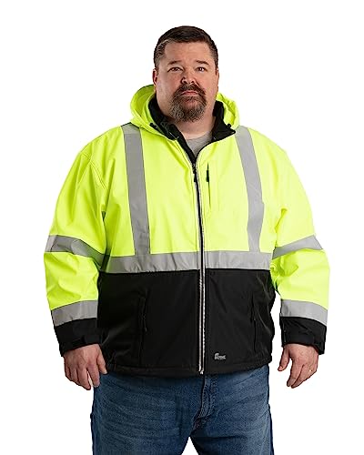 Berne Men's Hi-Vis Class 3 Hooded Softshell Jacket