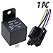 Automotive Relay 12V 24V 5 Pin 40A SPDT with Socket and Harness Cable, ABS Housing with Copper Terminals, 5 Pack (1Pc 24V)