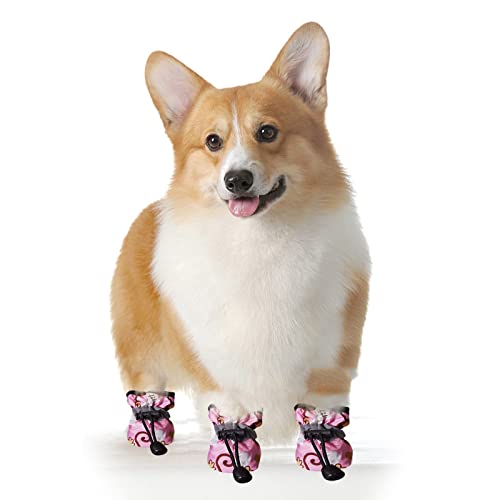 Hundeschuhe für Welpen, weiche Sohle, rutschfest, Haustier-Schuhüberzug, Haustierfuß, Hundesportzubehör, 4 Stück (Hot Pink, 2)