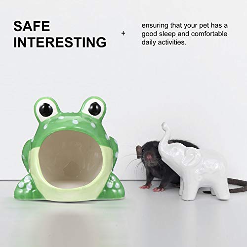 POPETPOP Kleine Dier Keramische Critter Bad Cartoon Kikker Vormige Hamster Huis Zomer Cool Huisdier Schuilplaats Hut… - Image 7