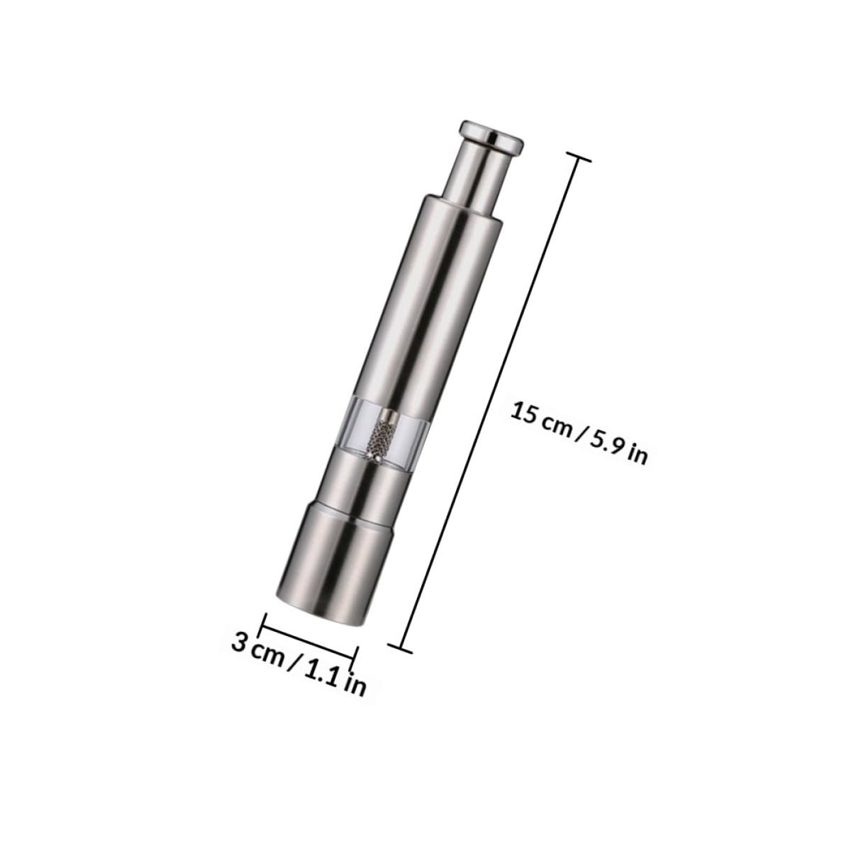Handmühle für Schwarzen Pfeffer aus Edelstahl, Fein Mahlend, Silber | 1 Stück, für Kreuzkümmel und Weitere Lebensmittel Geeignet, Kompakt für Küche und Tisch