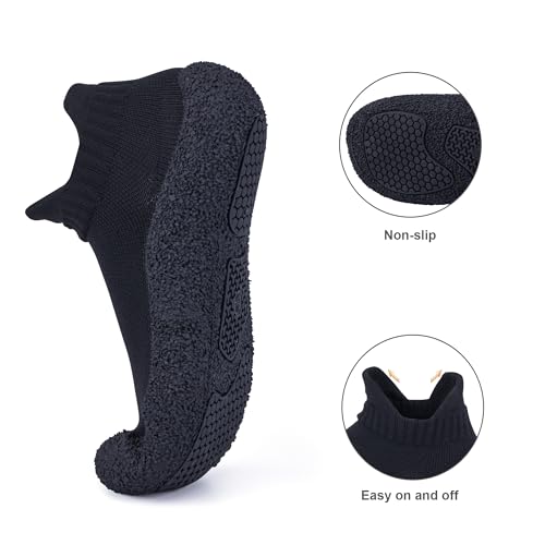 Women Men Barefoot Non-Slip Floor Sock Shoes Multi-Purpose Knitted Socks Walking Shoes with Soft Rubber Sole(Black2,225)4