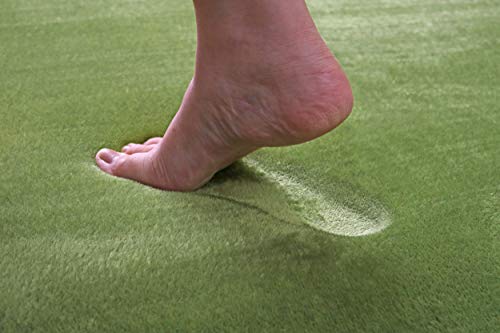 フリーリー ラグ カーペット 厚手 190×240 低反発 18mm 防音 ラグマット 滑り止め付 サイズ (L無地・グリーン)