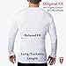 Men's Sweatproof Undershirt - Supima Cotton/Micromodal V Neck Long Sleeve Shirt with Underarm Sweat Pads - Original Fit - Aluminum-Free Alternative - White - X-Large