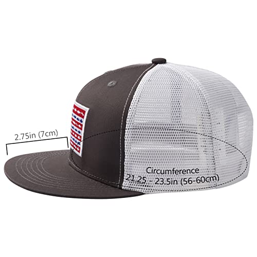 Image of BASSDASH Flat Brim Trucker Cap Adjustable Snapback Hat Mesh Back for Men Women