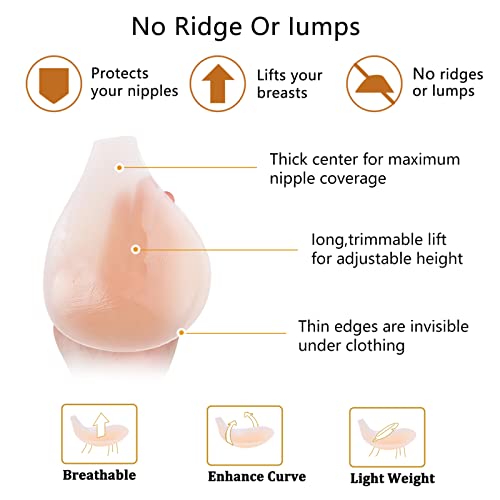 Stick On Bra Backless Bra Reusable Sticky Push Up Bra Invisible Lift Up Bra Silicone Adhesive Lift Bra Self-Adhesive Bras Breast Lift Petal Freedom Bra Nipple Covers for Women Invisible Bra Nude - Image 4