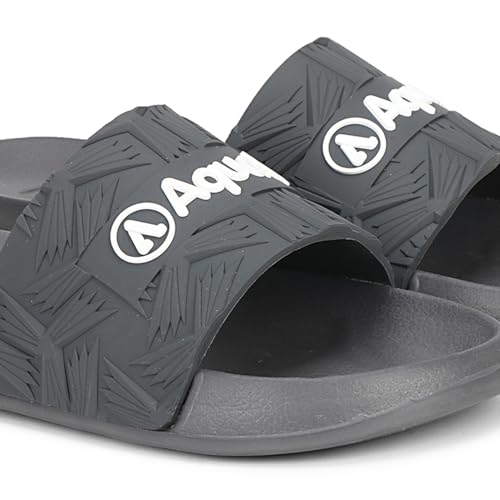 Image of Aqualite NEO-267 Men Slide Slippers with Comfotable Sole Slip-On Flat Flip Flops, Sliders, Chappal & Comfort Insole Slipper for Men