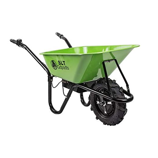 SLT Gdpodts Electric Wheelbarrow Green Super Duty Electric Utility Cart 24V DC 500W AGM Battery Drive 330LBS Maximum Capacity Garden Cart