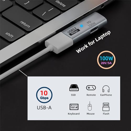 Adaptador USB-C a USB 3.0 hembra 10Gbps con PD 100W miniatura 4