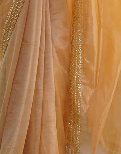 Image of SIRIL Women's Shimmer Net Sequence Embroidery Lace Saree for With Unstitched Blouse Piece