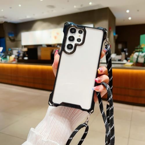 Coque antichoc pour Samsung Galaxy A55 5G avec cordon amovible et quatre coins renforcés noir