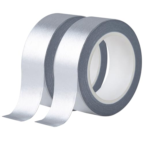 Qyueyue Silver Foil Washi Tape - 2 Rolls Low Tack Self Adhesive Decorative Metallic Foil Masking Tape for Crafting,Scrapbooking and Wall Decor Decorative 0.59in x66FT