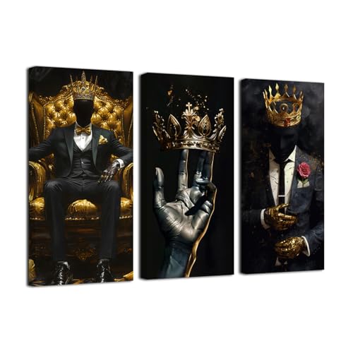 SWQYLB Black Man Canvas Wall Art 3 Pieces African American