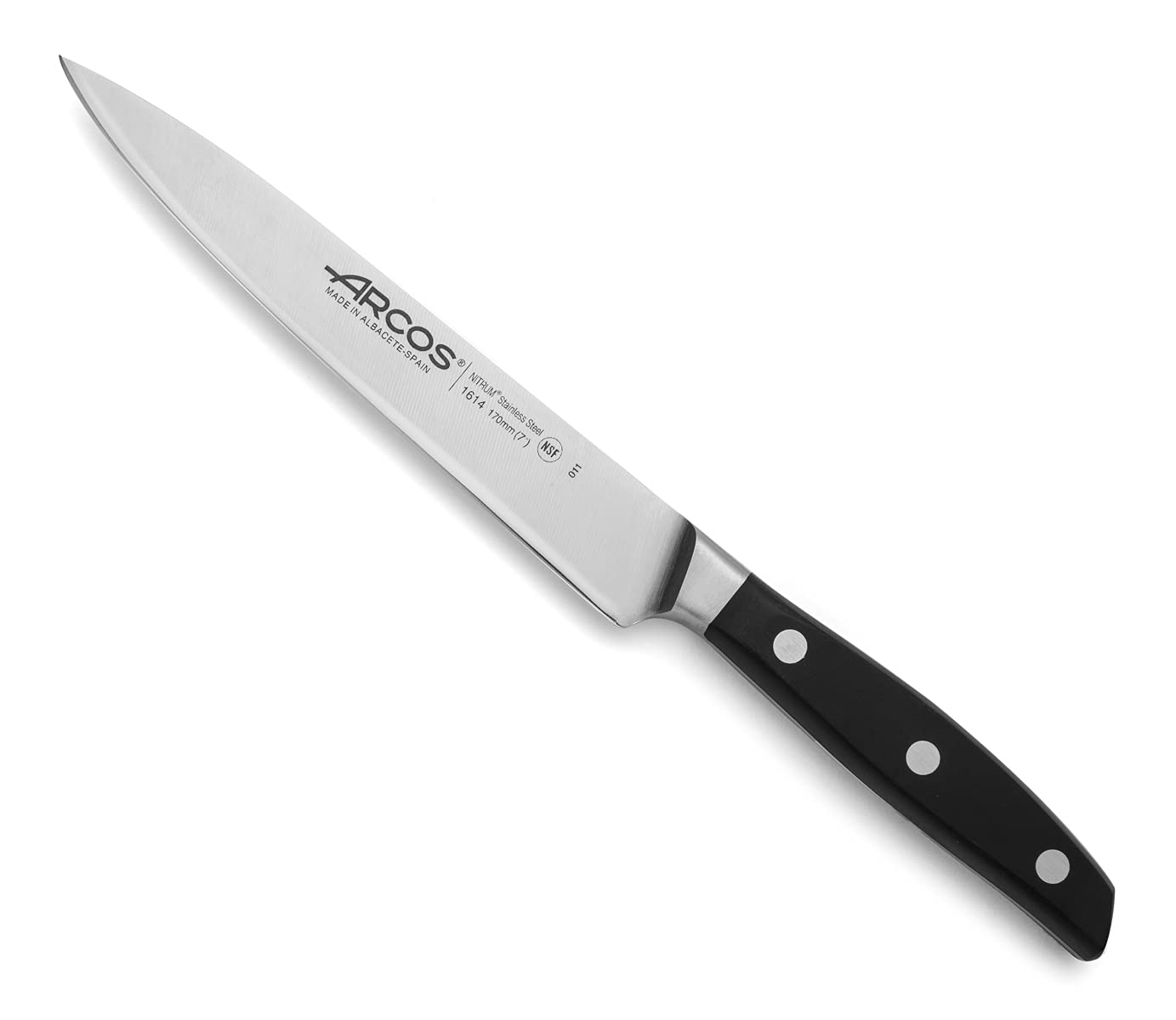 Arcos Serie Manhattan - Coltello Sogliola Coltello Pesce - Acciaio Inossidabile Forgiato Nitrum 170 mm - Manico Polioxymetilene (Pom) Colore Nero (Filo Seta)