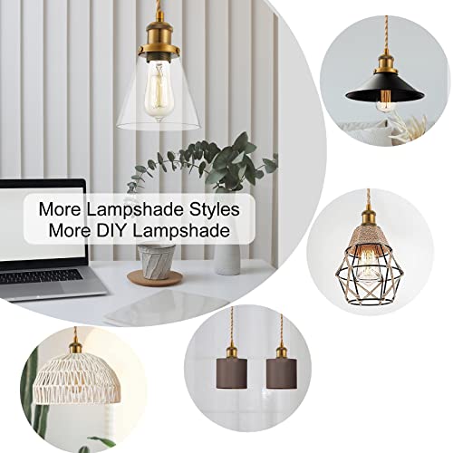 Image of Industrial Mini Pendant Light Kit, E26 Socket Pendant Hanging Light, Hemp Rope Vintage Hanging Pendant Light Cord, Adjustable Pendant Lights Ceiling Mount Kitchen Island Farmhouse