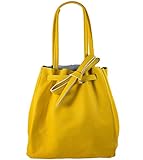  Freyday Damen Echtleder Shopper mit Innentasche in vielen Farben Schultertasche Henkeltasche (Senfgelb)