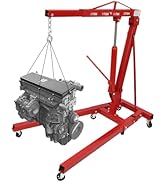 2 Ton Folding Engine Hoist Crane - 6 Wheel Hydraulic Lift, 4 Position Adjustable (0.5T To 2T), For Garage & Workshop