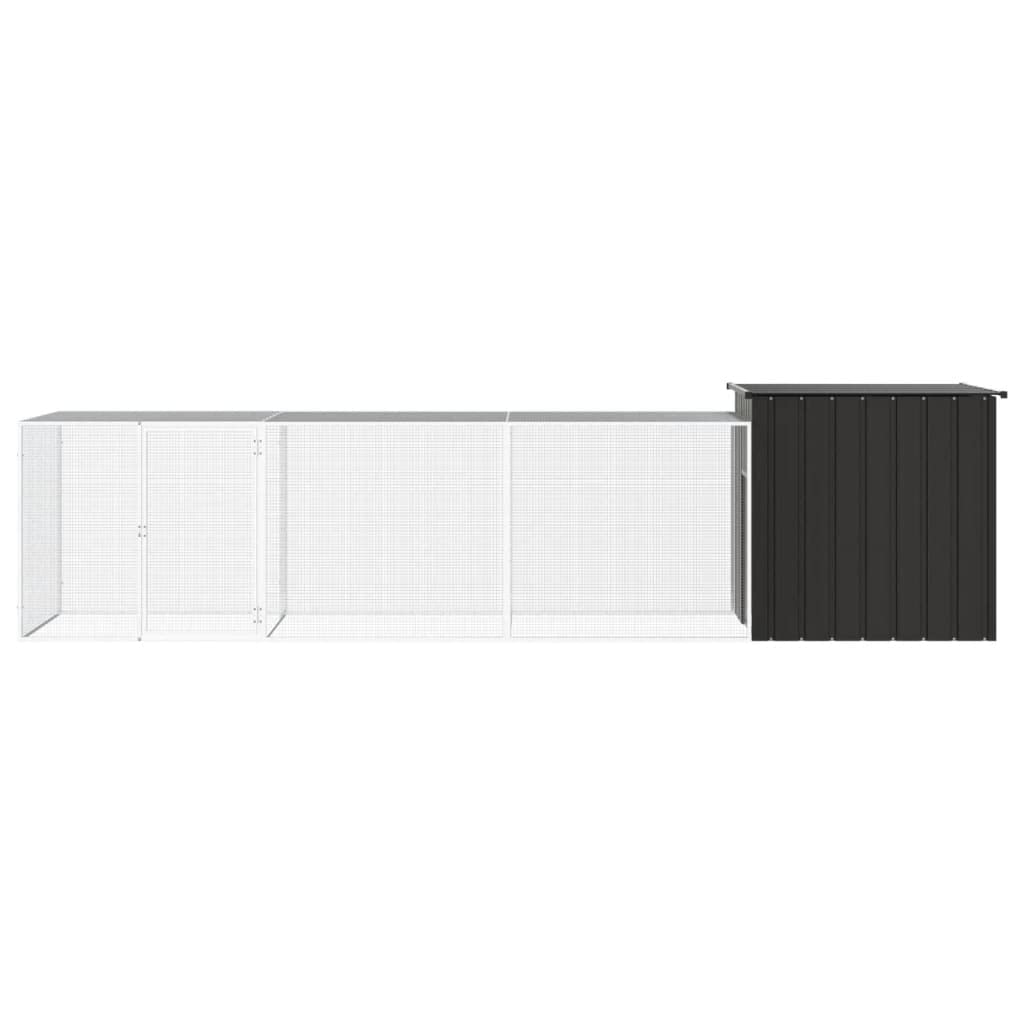Ocynkowana stal wybieg dla kur, 400 x 91 x 100 cm, klatka dla kurczaka z drzwiami skrzydłowymi i zamykanym systemem ryglowania, w zestawie klatka rozszerzająca dla kur, kaczek i małych zwierząt