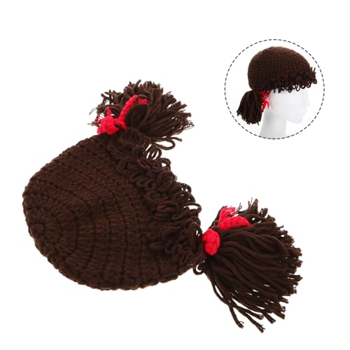 Beaupretty Cabbage Patch Costume Hat with Funny Yarn Wigs Warm Knit Earflap Cap for Boys Soft Yarn Material for Boy Girl Months Cozy Unique Design4
