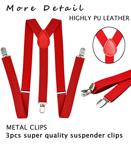 Jiaqee Red Suspenders And Bow Tie For Men And Women Y-Shaped Heavy Duty Back Suspenders & Bowtie Set #TOP2