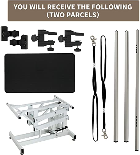 Hydraulic-Dog-Grooming-Table-Heavy-Duty-for-SmallMediumLarge-Dogs-Pet-Grooming-Table-with-Adjustable-Overhead-Arm-and-Noose-Height-Adjustable-21-36-425-Black