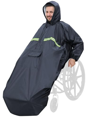 ANYOO Wasserdichte Rollstuhl Poncho Abdeckung mit Ärmeln, Leichter Regenponcho Cape Shield mit Gummibändern bietet Trockenschutz für Rollstühle, Grau, Einheitsgröße ANYOO Wasserdichte Rollstuhl Poncho Abdeckung mit Ärmeln, Leichter Regenponcho Cape Shield mit Gummibändern bietet Trockenschutz für Rollstühle, Grau, Einheitsgröße