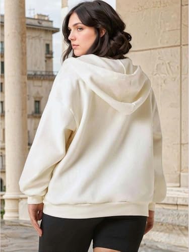 Image of KOTTY Women's Casual Zip-Up Hoodie Sweatshirt(White,S)