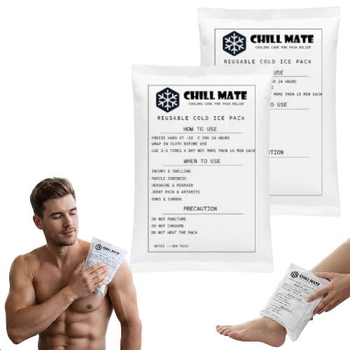 CHILL MATE Reusable Cold Ice Pack for Pain Relief & Injury Recovery | Ice Pack for Swelling, Muscle Soreness, Joint Pain, Migraine & Arthritis | Leak-Proof Cold Compress Pack for Sports & Home Use Pack Of 2 (PACK OF 2)-image-30