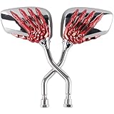 Pairs of Distinctive Skull Skeleton Hand 8mm 10mm Rearview Side Mirror for Motorcycle Scooter Moped Bike Standard Bike (Red)