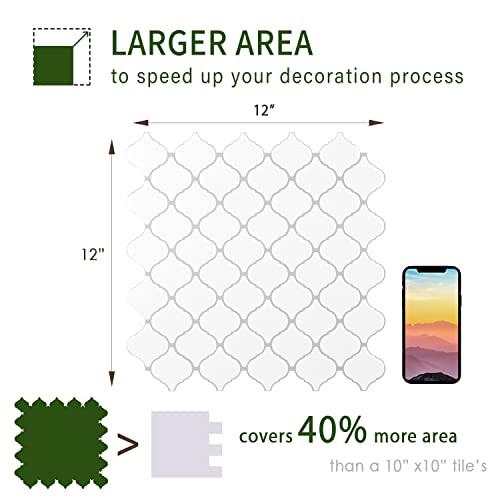 Stickgoo Arabesque Tile Peel And Stick Backsplash, 12”X12” Backsplash Tile For Kitchen Peel And Stick, Self Adhesive Wall Tile Stick On Tiles (Thicker Design, White) #TOP6