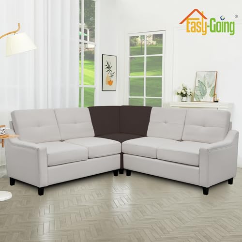 Image of Easy-Going Stretch Sectional Corner Sofa Slipcover 1-Piece Couch Sofa Cover Furniture Protector Soft with Elastic Bottom for Kids, Pet, Spandex Jacquard Fabric Chocolate