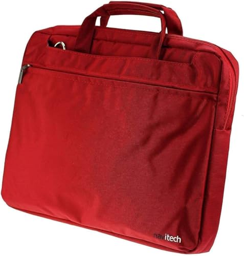 Navitech Red Sleek Water Resistant Travel Bag - Compatible with Magnavox 9 Inch TFT Portable DVD Player