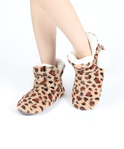 Image of Keyela Womens Non-Slip Sole Slipper Socks, Fluffy Winter House Booties | Ultra soft fuzzy warm indoor house slippers Non-skid bottom for safe walking Cozy winter footwear for ladies