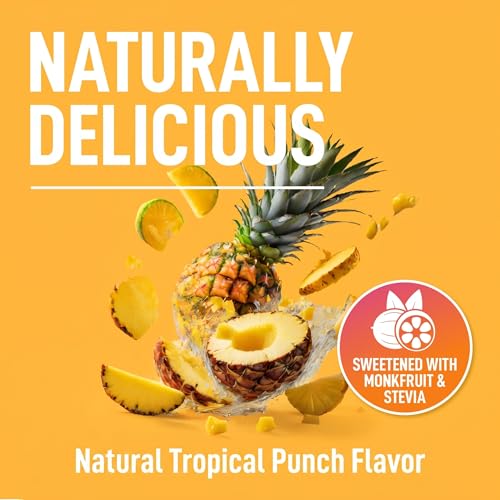 Image of Keppi Sugar Free Electrolytes Powder - Naturally Sweetened Zero Sugar Tropical Punch 12.5oz - Clean Hydration Drink with High Potassium, Magnesium, Trace Minerals - No Calorie Daily Electrolyte Powder