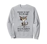 Broma divertida de humor de gato con texto en inglés 'Please Do Not Disturb, I Am Disturbed' Sudadera