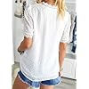 FARYSAYS Womens White Lace Shirts Chiffon Blouses Summer Classic Vintage Elegant V Neck Short Sleeve Tunic Tops for Work Office Ladies Medium