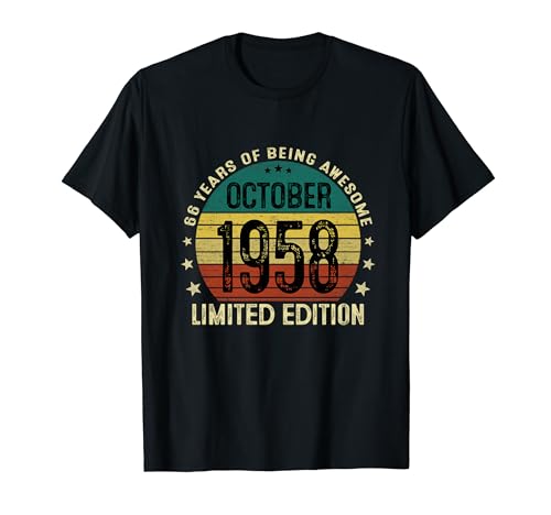 66 Años Cumpleaños Regalos Originale Hombre Octubre 1958 Camiseta