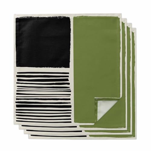 Servilletas de Tela Set de 4 50x50cm Verde Rayas miniatura 1