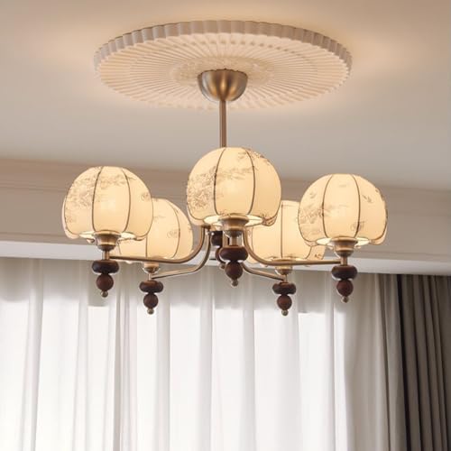 Lustre sputnik industriel haut de gamme en bois de ferme rustique