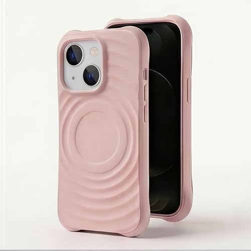 Image of amazon basics Shockproof Case for iPhone 15 | Ripple Pattern | Camera Protection | Protective Cover with Enhanced Grip & Wireless Charging Support - Baby Pink