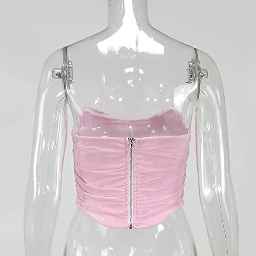 Image of Modegal Women's Strapless Boned Mesh Bustier Corset Bodyshaper Crop Top | Vintage Backless Bustier Zip Back Corset Bodyshaper Crop Top