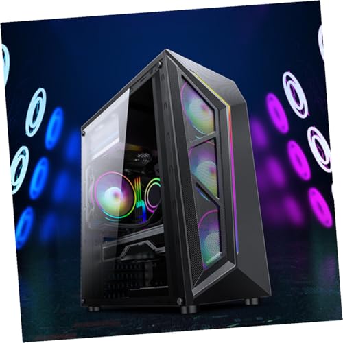 Gabinete de PC Mid-Tower RGB con panel lateral acrílico transparente, tira de luces RGB y puerto USB, cuerpo compacto modificado para juegos y escritorio miniatura 7