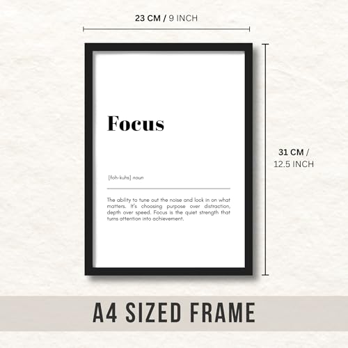 Image of ArtAction Focus Wall Frame Poster | Office Word Art Motivation for Study Room & Work Desk | A4 Size | Framed Typography Poster | Inspirational Gift for Students & Office Professionals