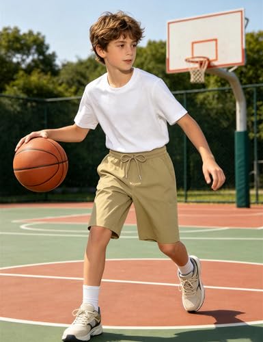 Image of Somaibo Boys Athletic Shorts Youth Lightweight Quick Dry Outdoor Cargo Short with Pockets for Hiking Running 7-15Y